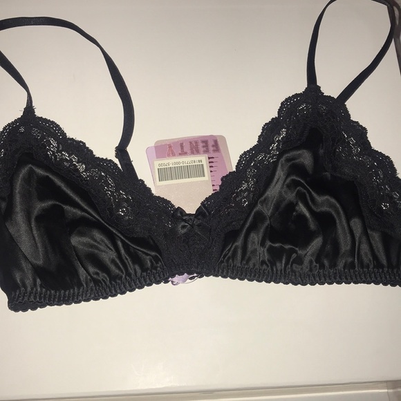 Savage X Fenty Other - Black satin lace bralette bra with straps
